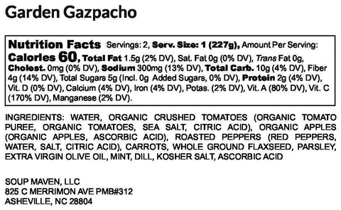 Garden Gazpacho, 16 oz - 18 Chestnuts Soups