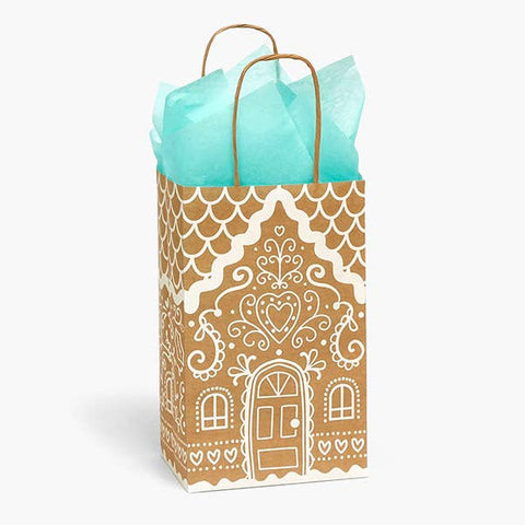 Gingerbread Cottage Paper Retail Gift Bags: Rose 5.25x3.25x8.25 in - Nashville Wraps