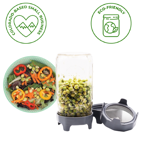 Rust Proof Sprouting Lid with Built-In Stand for Wide Mouth - Mason Jar Lifestyle