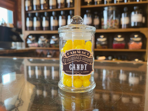 Lemon Drop Candy in Apothecary Jar - Montana Farmacy