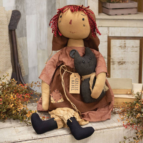 Gracie Doll with Mabel the Cat, 28.5" - The Hearthside Collection