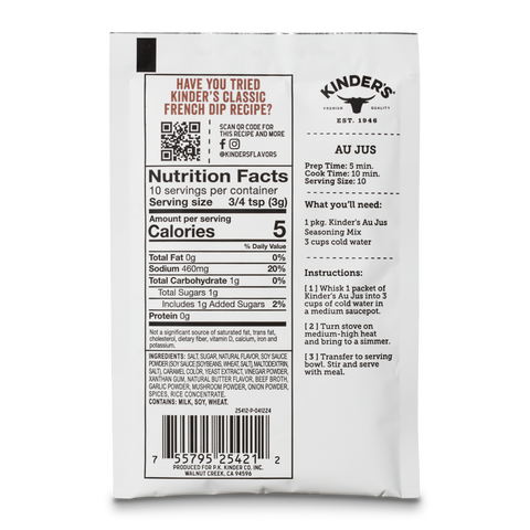 Bone Broth Gravy Au Jus, 1.1 oz - Kinder's Sauces & Seasonings