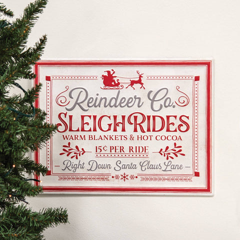 Reindeer Co. Sleigh Rides Metal Sign - Col House Designs