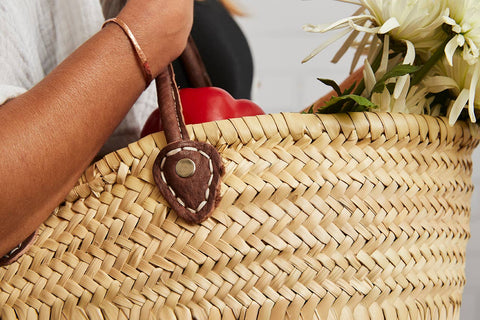 Moroccan Woven Palm Shopping Basket - Verve Culture