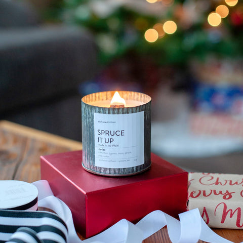 Mistletoe Kisses Rustic Vintage Farmhouse Wood Wick Candle - Christmas: 10oz - Anchored Northwest