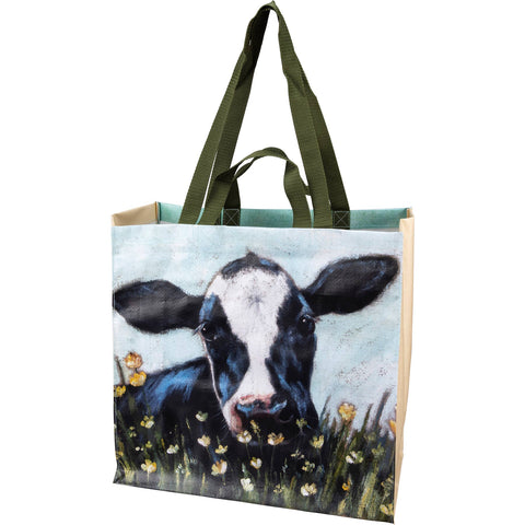 Rooster And Cow Market Tote, 15.5"x15.3"x5.8" - Primitives by Kathy