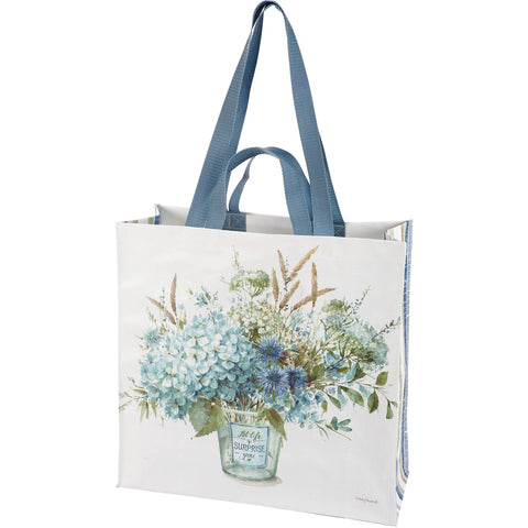 Let Life Surprise You Floral Market Tote, 15.5"x15.3"x6" - Primitives by Kathy