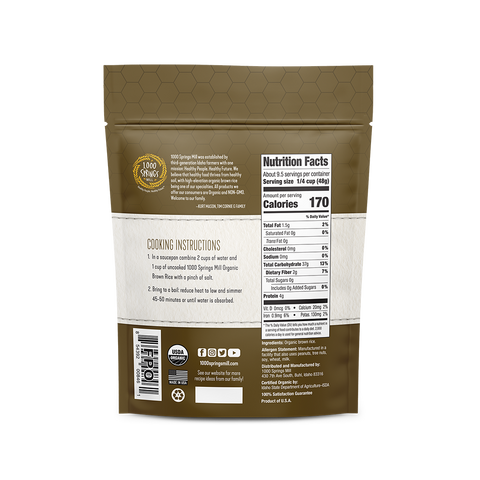 16 oz. Organic Brown Rice - 1000 Springs Mill