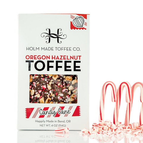 Candy Cane, Oregon Hazelnut Toffee, 4 oz - Holm Made Toffee Co.