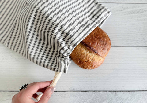 Grey Ticking Stripes Bread Bags, Set of 2 - Dot and Army