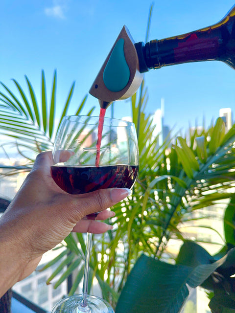 Songbird Specialties® "Singing" Wine Bottle Pourer, Turquoise - Totally Bamboo
