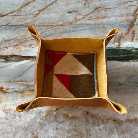 The Scrappy Catchall: Caramel Leather, 5"x5" - Howl Goods