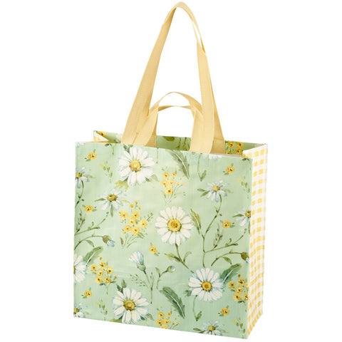 Green Daisy Market Tote, 15.5"x15.3"x6" - Primitives by Kathy