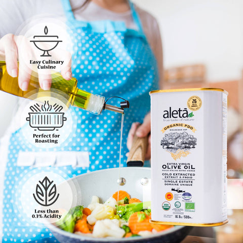 Greek Extra Virgin Olive Oil, 16.9 oz tin, Organic Single Estate - Aleta Farms