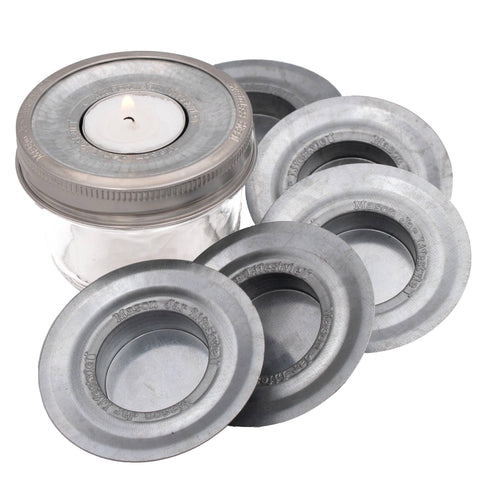 Tea Light Holder Metal Lid Insert for Mason Jars, 6 Pack, Wide mouth - Mason Jar Lifestyle