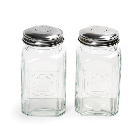 Salt & Pepper Shaker Set, 8 oz, Clear Retro Glass - RSVP International