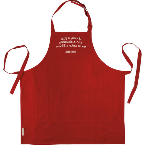 A Cow Pig & Chicken Walk Into A BBQ...The End Apron - Primitives by Kathy