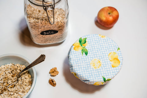Reusable Dish Cover, 6 in, Lemon Gingham - Wild Clementine Co.