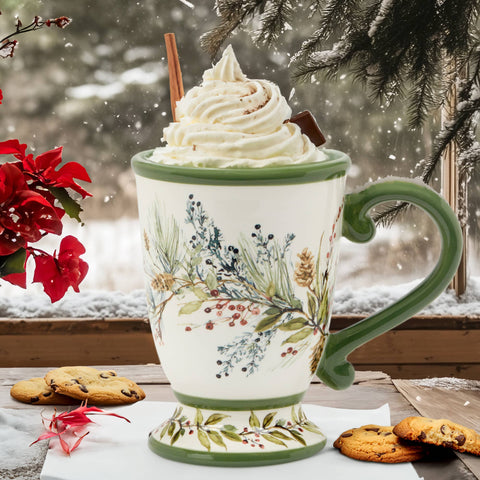 Winters Forest Christmas Ceramic Mug 16 oz - Certified International