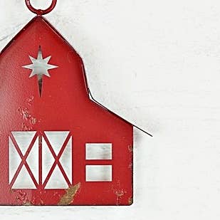 Vintage Red Barn Metal Ornament - Holiday Depot Inc.