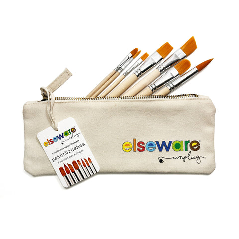 Paintbrush Set of 8 Assorted, Nylon Filament in Canvas Bag - elseware unplug / eco-kids