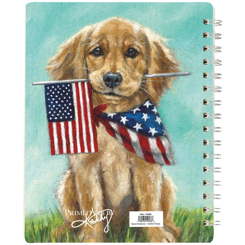 Golden Puppy Spiral Notebook, 5.8"x7.5"x0.5" - Primitives by Kathy
