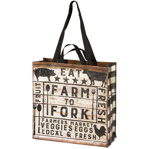 Farm To Fork Market Tote, 15.5"x15.3"x6" - Primitives by Kathy