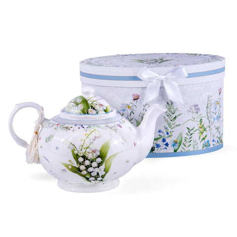 Lily of the Valley Bone China Teapot, 1.14 qt, in Gift Box