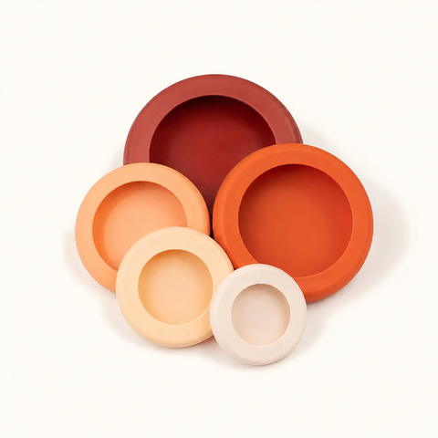 Reusable Silicone Food Savers: Terra Cotta, Set of 5 - Food Huggers