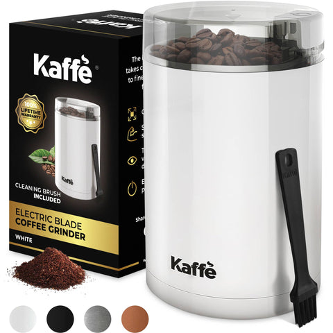 Electric Coffee Grinder w/ Cleaning Brush, 3 oz, White - Kaffe