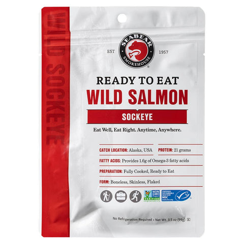 Ready-To-Eat Sockeye Salmon, 3.5 oz - SeaBear Smokehouse