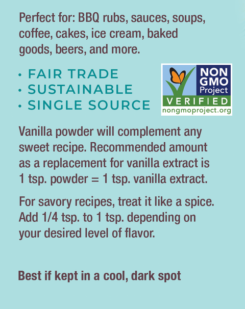 Vanilla Bean Powder, Single Origin and Pure, 4 oz - The Sweetest Bean