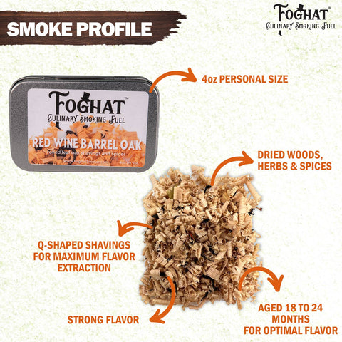 Foghat Culinary Smoking Fuel: Red Wine Barrel Oak, 4oz - ThousandOaksBarrelCo.