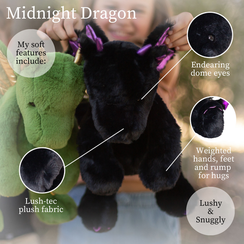 Midnight Dragon Lushee Plush, 16" - Beverly Hills Teddy Bear Company