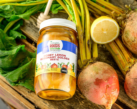 Honey Lemon Rosemary Golden Beets, 16 oz - Know Your Roots Pickles