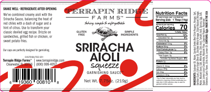 Sriracha Aioli Garnishing Squeeze, 7.75 oz - Terrapin Ridge Farms