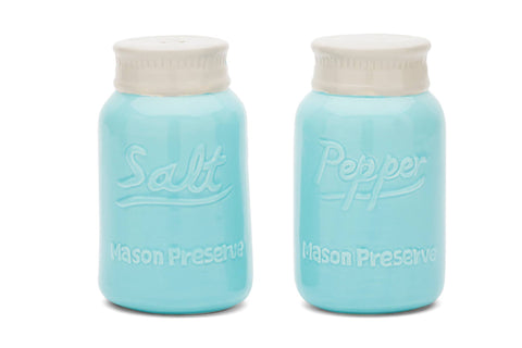 Ceramic Mason Jar Salt and Pepper Shakers, 3" x 4.5" - Fox Run Brands