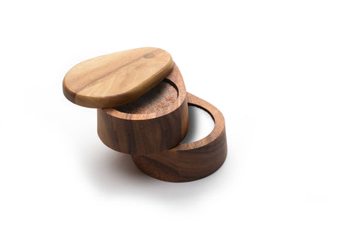 Ironwood Swivel Salt Box, Acacia, 4" x 5" x 3.75" - Fox Run Brands