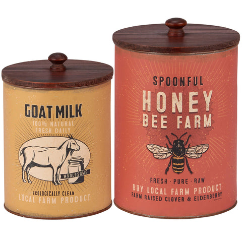 Honey & Milk Canisters, Set of 2 - Primitives by Kathy