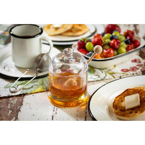 Honey Dipper Set, Includes Glass Jar & Wood Dipper - TableCraft Products Company