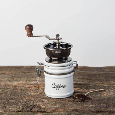 Handheld Vintage Ceramic Coffee Grinder, Wood Handle - Twine