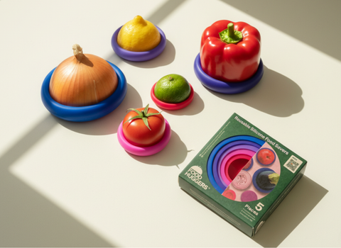 Reusable Silicone Food Savers: Bright Berry, Set of 5 - Food Huggers