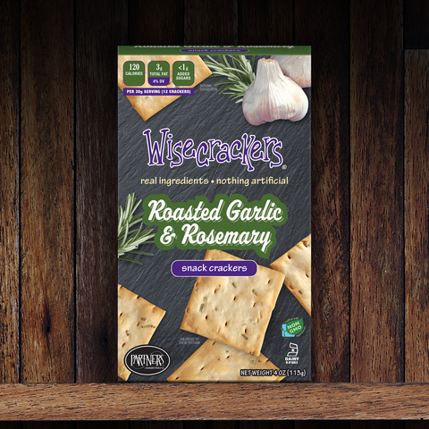 Roasted Garlic & Rosemary Snack Crackers - Partners Crackers