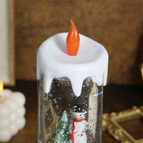 Christmas Musical Snow Globe Candlestick Lantern with Snowman Scene for Christmas Decoration - SINT