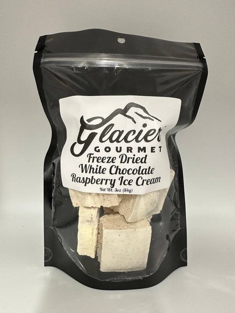 Freeze Dried White Chocolate Raspberry Ice Cream, 3 oz Bag - Glacier Gourmet