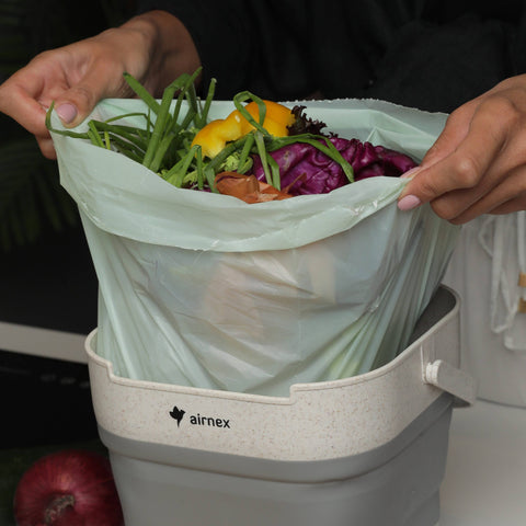 100 Compostable Trash Bags 1.6 Gal - Box of 100 Compost Bin Bags - AIRNEX