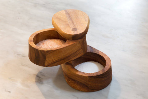 Ironwood Swivel Salt Box, Acacia, 4" x 5" x 3.75" - Fox Run Brands