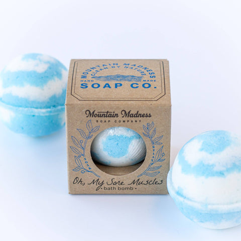 Oh, My Sore Muscles Bath Bomb - Mountain Madness Soap Co.