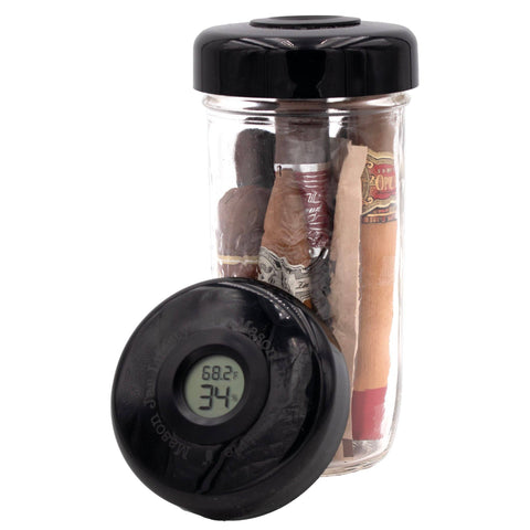Wide Mouth Humidor / Hygrometer Lid with Temperature for Mason Jars - Mason Jar Lifestyle