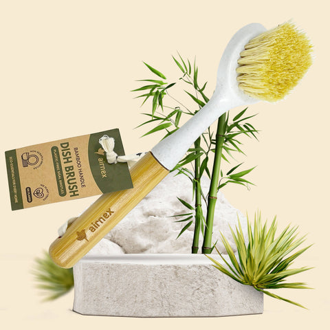 Bamboo Brush with Handle, Natural Cleaning Dish Brush - AIRNEX